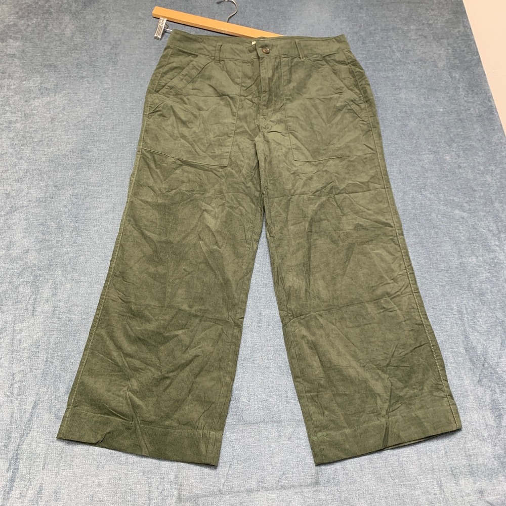 Vintage Original Weatherproof Ankle Corduroy Pants Womens 8 Olive Green Wide Leg